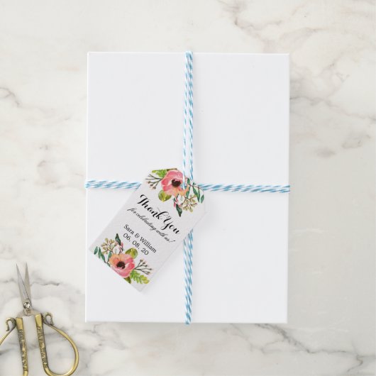 Chic Floral Bedankt voor je bruiloft Cadeaulabel (Met Touw)