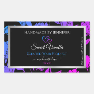 Chic Floral Black Blue Roze kleurige etiketten van