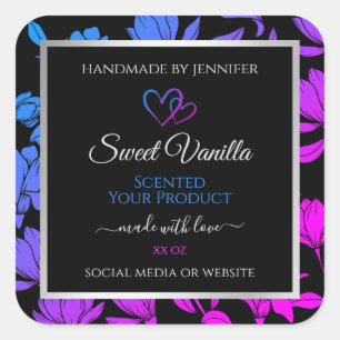 Chic Floral Black Blue Roze kleurige etiketten van