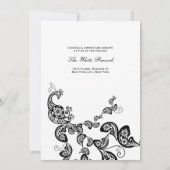 Chic Floral Black Peacock Wedding Invite Kaart (Achterkant)