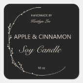 Chic Floral Black & White Handmade Candle Label (Voorkant)