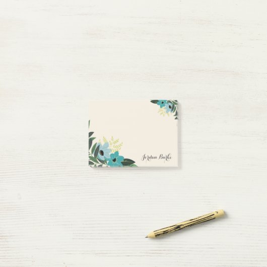 Chic Floral Border Monogram Post-it® Notes (Op bureau)