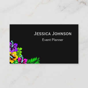 Chic Floral Border Monogram zwart-wit Visitekaartje
