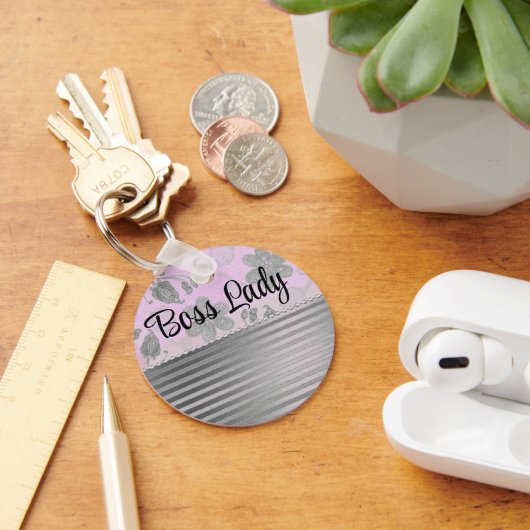 Chic Floral "Boss Lady" Sleutelhanger (Bureau)