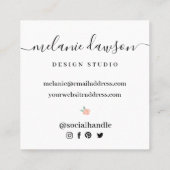 Chic Floral Botanical Garden Open Envelope Design Vierkante Visitekaartje (Achterkant)