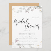 Chic Floral Bridal Shower Invitation Minimal (Devant / Derrière)