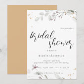 Chic Floral Bridal Shower Invitation Minimal Kaart (Voorkant / Achterkant)