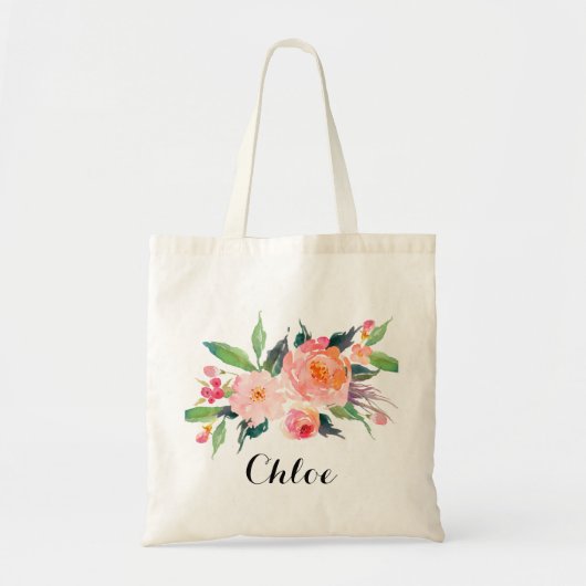 Chic Floral bridesmaid Persoonlijk welkom Tote Bag (Voorkant)