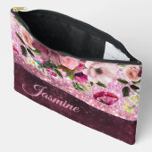 Chic floral Burgundy roze paarse glitter monogram Etui (Open)