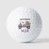Chic Floral Cart Personalized 3 Initial Monogram Golfballen (Voorkant)
