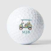 Chic Floral Cart Personalized 3 Initial Monogram Golfballen (Voorkant)