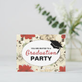Chic Floral Casquette, Graduation Party Invitation (Debout devant)