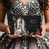 Chic Floral Celestial Moon Stars Photo Quinceañera Gastenboek