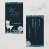 Chic Floral Cocktails Party Planner Visitekaartje (Voorkant / Achterkant)