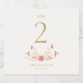 Chic Floral Crest Trouwtafel Nummer Sparkling Wijnetiket (Enkel label)