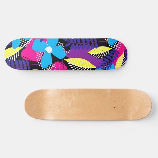 Chic Floral & Dot Pattern met Bladeren Skateboard (Horizontaal)