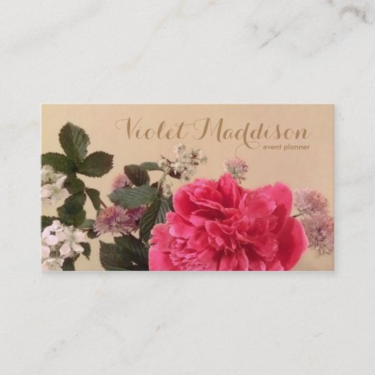 Chic Floral Event Planner Carte de visite (Devant)