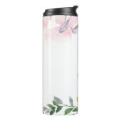 Chic Floral Faux Gold Bruidsmeisje Script en Naam Thermosbeker (Gedraaid links)