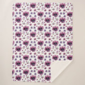 chic floral foliage purple blooming flowers sherpa deken (Voorkant)
