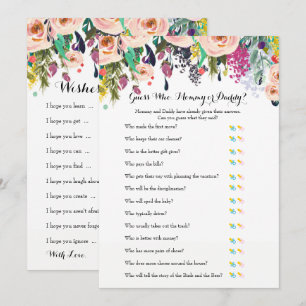 Chic Floral Garden Baby shower Spelletjes x2 Kaart