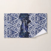 Chic floral glitateur Marine Blue Silver Monogramm (Serviette à main)