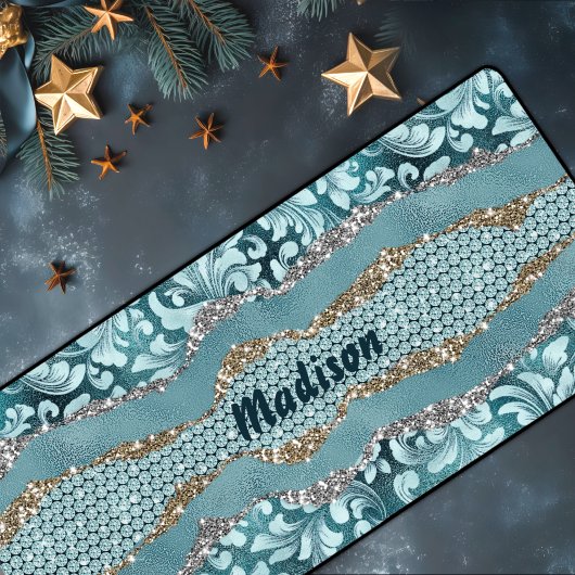 Chic floral glittery or Turquoise turquoise monogr