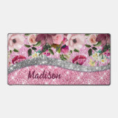 Chic floral glittery Purple rose argent monogramme (Recto)