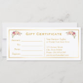 Chic Floral Gold Beauty Salon Gift Certificate (Achterkant)