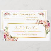 Chic Floral Gold Beauty Salon Gift Certificate (Voorkant / Achterkant)