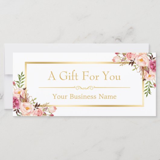 Chic Floral Gold Beauty Salon Gift Certificate (Voorkant)