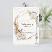 Chic Floral Goud Lijst Champagneglas RSVP Kaart (Staand voorkant)