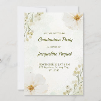 Chic Floral Graduation Party Invitation Card