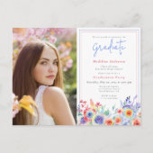 Chic Floral Graduation Party Photo Invitation (Devant)