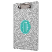 Chic Floral Gray Paisley Pattern & Blue Monogram Klembord (Links)