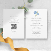 Chic Floral Hydrangea QR Code Faire-part de mariag