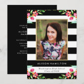 Chic Floral | Invitation de remise de diplômes (Devant / Derrière)