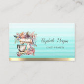 Chic Floral Mixer Stripe Ombre Bakery Visitekaartje (Voorkant)