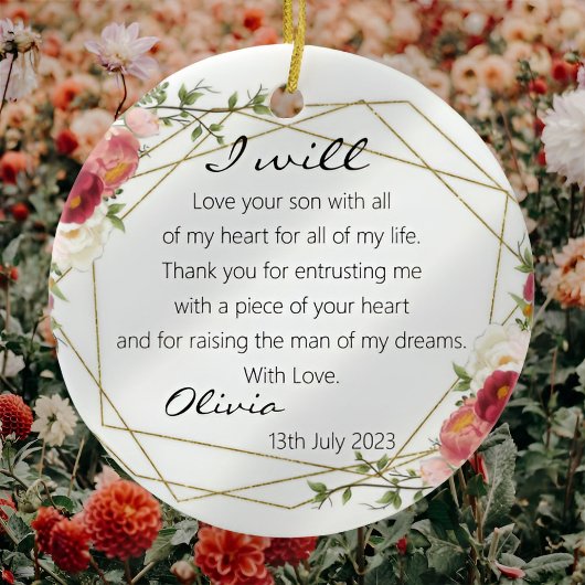 Chic Floral Moeder van Groom Bride Gift Keepomwill Keramisch Ornament