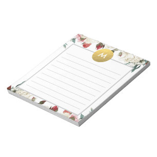 Chic Floral Monogram Post It NotePad Notitieblok