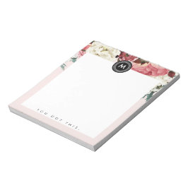Chic Floral Monogram Post it Notitieblok