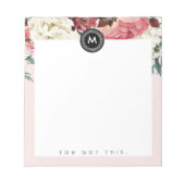 Chic Floral Monogram Post it Notitieblok (Voorkant)