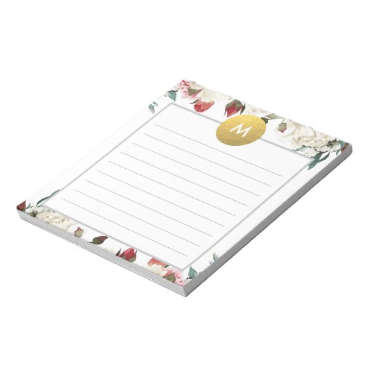 Chic Floral Monogram Post it Notitieblok (Gedraaid)