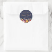 Chic Floral Navy Merci bleu Favoriser Sticker (Sac)