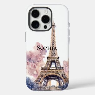 Chic Floral Paris Eiffeltoren iPhone 16 Pro Hoesje