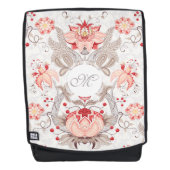 Chic Floral Pattern Damask Monogram BackP Rugtassen (Voorkant)