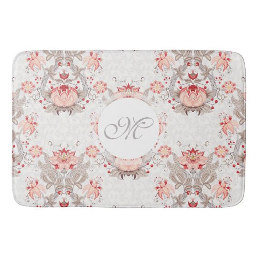 Chic  Floral Pattern damask Monogram Bath M Badmat (Voorkant)
