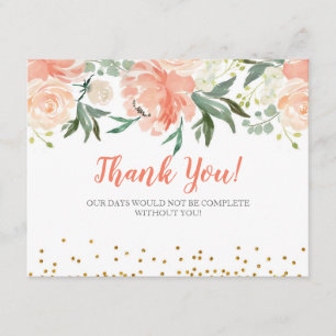 Chic Floral Peach Gold Hartelijk dank Kaart