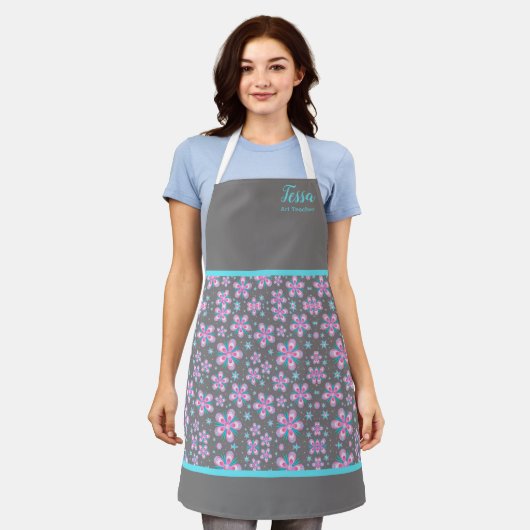 Chic Floral Personalized Apron Schort (Gedragen)