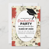 Chic Floral Pet, Graduation Party Invitation Aankondiging (Voorkant)