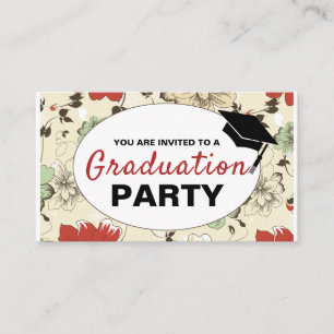 Chic Floral Pet, Graduation Party Ticket Invite Informatiekaartje